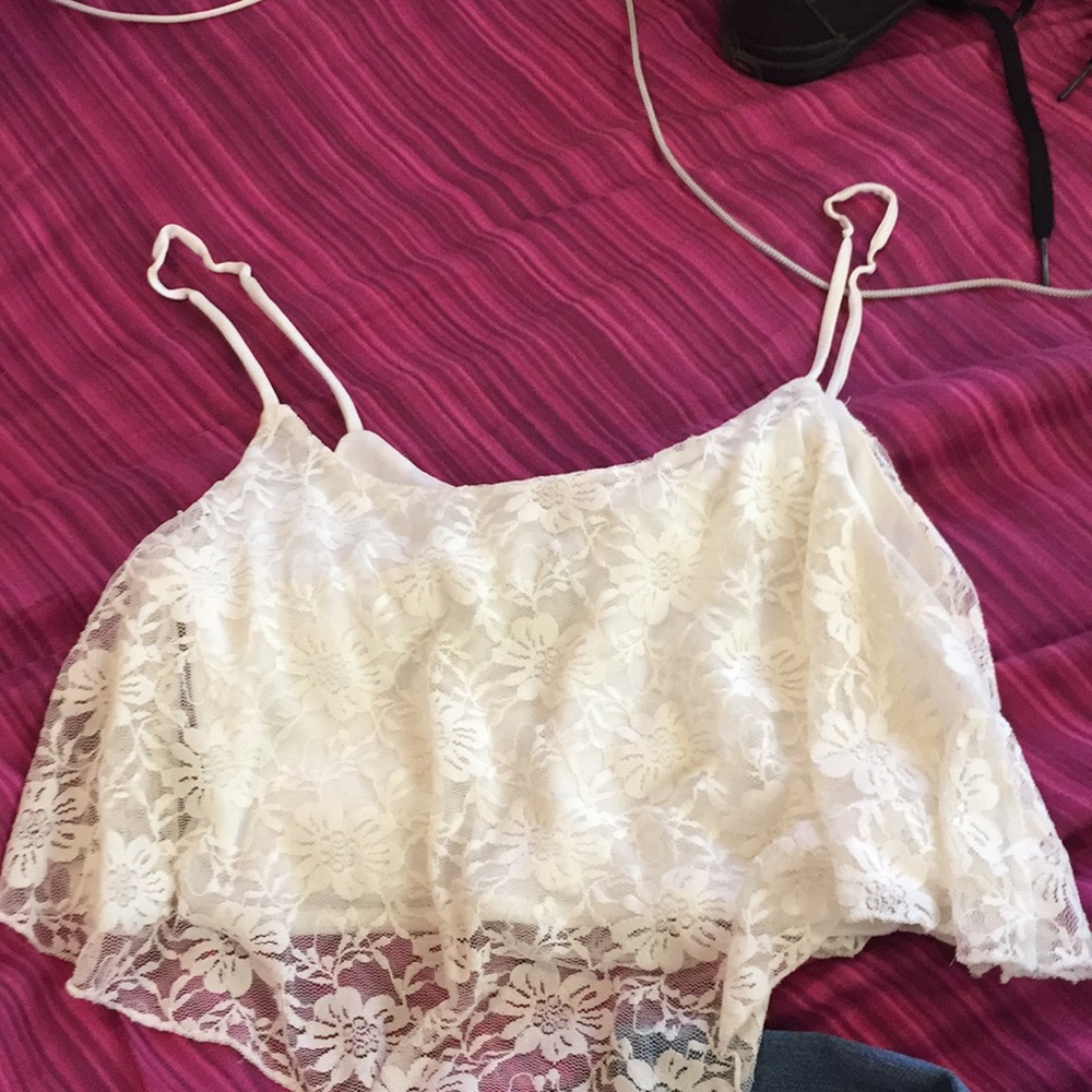 White laced crop top
